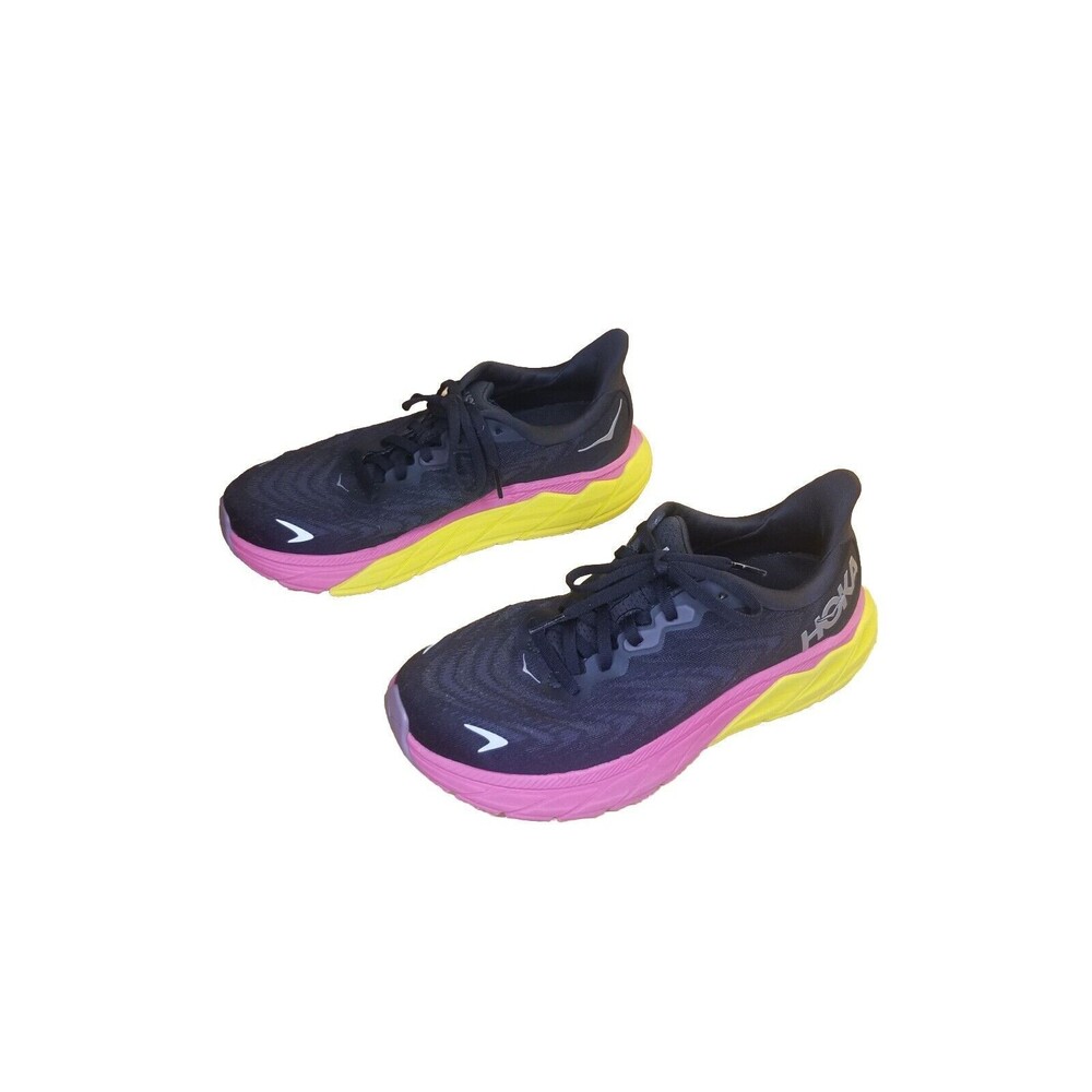 Hoka One One Arahi 6 Women's 8.5B Black Yellow Pink Running Shoes 1123195BPYR